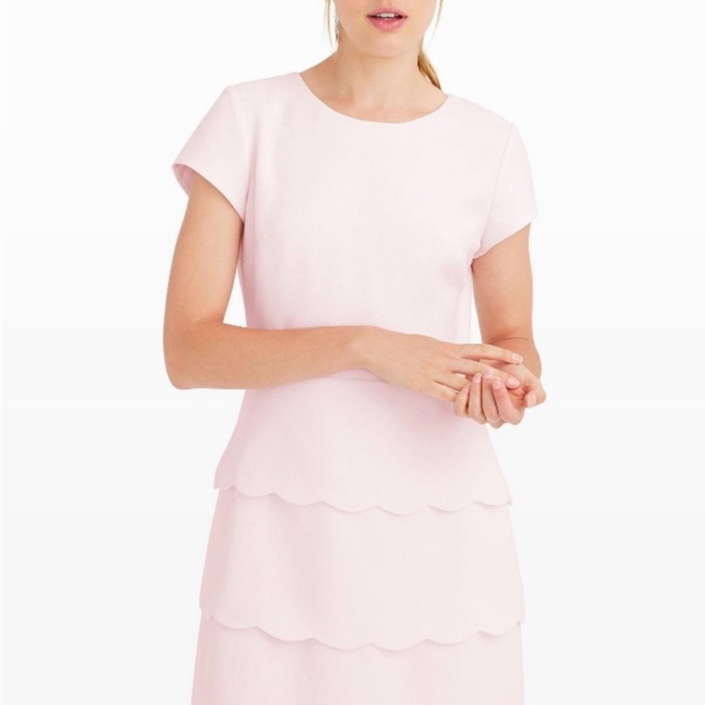 Club Monaco Light Pink Scallop Hem Short Sleeve Dress